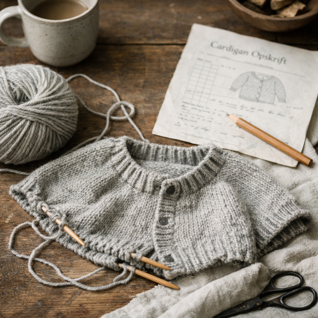 Håndstrikket cardigan i uldgarn